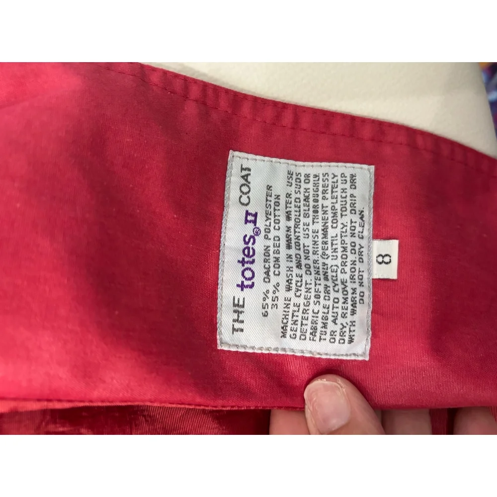 Vintage Totes II Red Trench Coat Size 8 - Picture 5 of 5